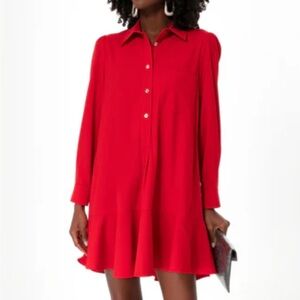 Red Crepe Callahan Shirt Dress